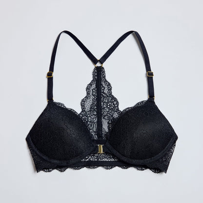 Lace Racerback Lift Up Bra Black