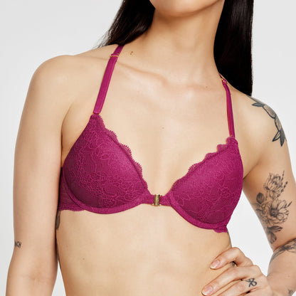 Lace Racerback Lift Up Bra Cerise