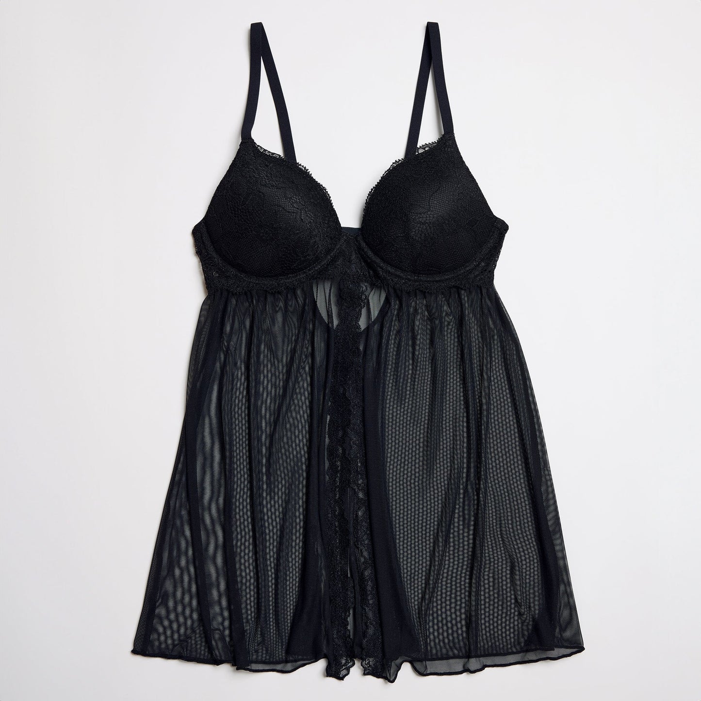 Lace Lift Up Babydoll Set Black