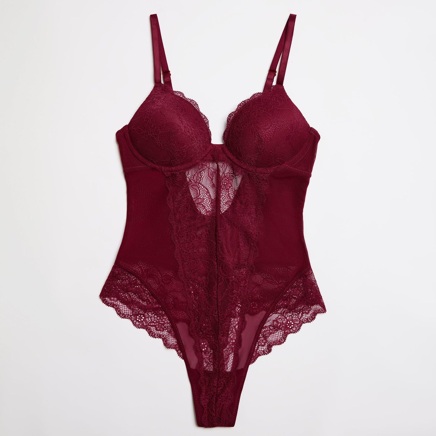 Lace Lift Up Teddy Black Cherry