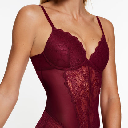 Lace Lift Up Teddy Black Cherry