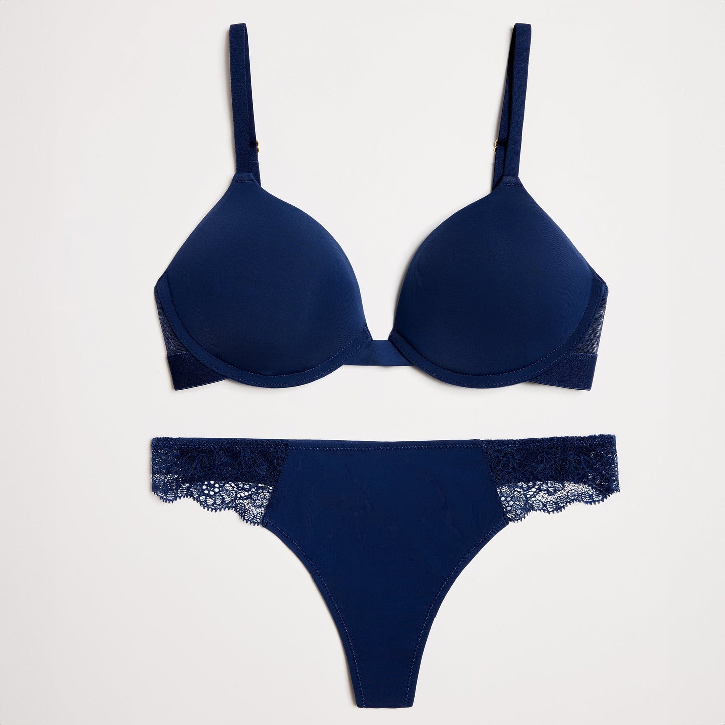 Smooth Lace Thong Navy